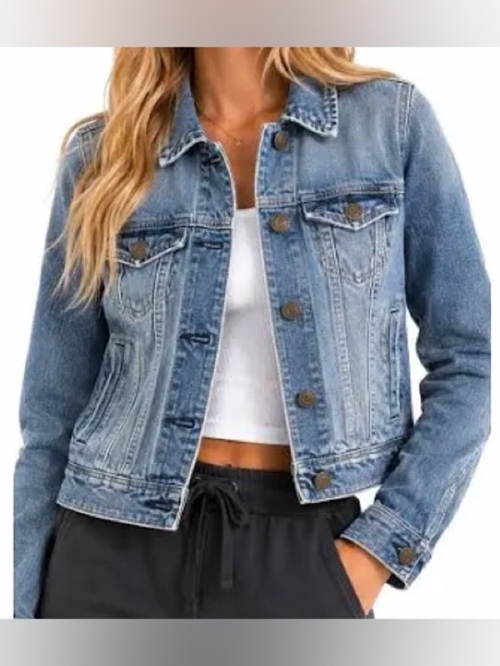 American Eagle Outfitters medium-wash denim jacket